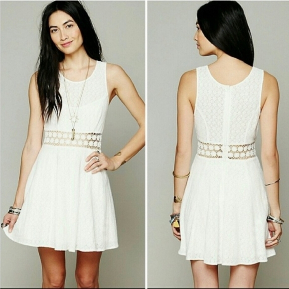 Free People White Daisy Fit & Flare Mini Dress - Picture 1 of 7